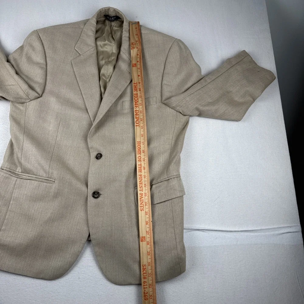 Jos A Bank Silk Camel Hair Mens Tan Herringbone Blazer 42S Casual preppy